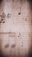 Vertical video - vintage sheet music notation manuscript with staff lines and musical notes gently moving towards the camera. This retro, grunge styled motion background is a seamless loop.