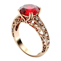 ai generado 3d representación de un anillo con rojo Roca en eso en transparente antecedentes - ai generado png