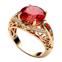 ai generiert 3d Rendern von ein Ring mit rot Stein auf es auf transparent Hintergrund - - ai generiert png