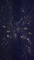 Vertical video - a glowing golden grid network of blinking digital data lights and floating particles. Connectivity and connections concept technology motion background animation.