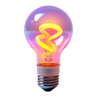 AI generated 3D Rendering of a Neon Electricity Bulb on Transparent Background - Ai Generated png