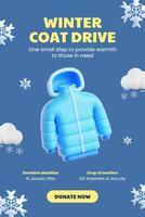 3d blue winter coat drive pinterest graphic template