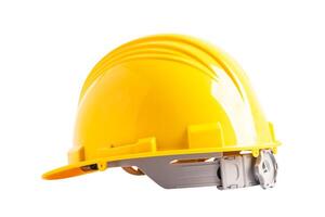 Yellow construction helmet isolated on white background with clipping path, engineer safety concept. photo