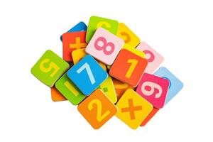 Math number colorful on white background, education study mathematics learning teach concept. photo