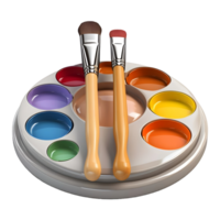ai generato 3d interpretazione di un' dipingere spazzole con colorato dipingere cuore su trasparente sfondo - ai generato png