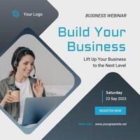 Grey Minimalist Business Webinar Instagram Post template