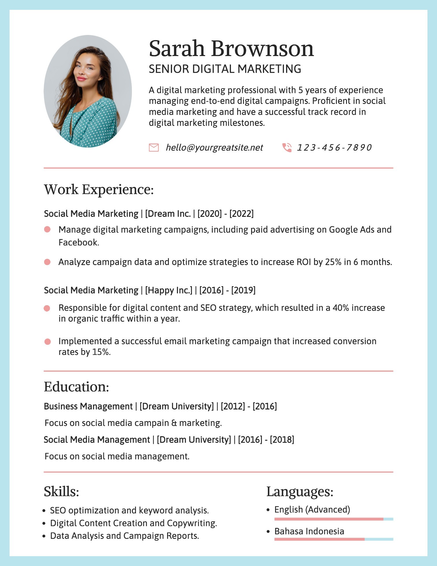 Blue Modern Business Resume