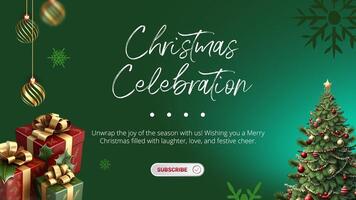 Green 3D Illustrated Christmas Celebration Youtube Banner template