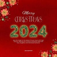 Red 3D Merry Christmas Greeting Instagram Post template