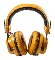 AI generated modern design yellow headset technology device with transparent background, generative ai png