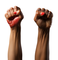 AI generated portrait of left and right hands up and clenched isolated on transparent background, generative ai png