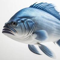 AI generated blue fish isolated cut out background. ai generative photo