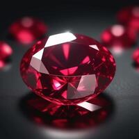 AI generated close up of ruby isolated on a dark background. ai generative photo