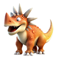 AI generated 3D illustration cartoon animal dinosaur, cute dino character toy, with transparent background, generative ai png