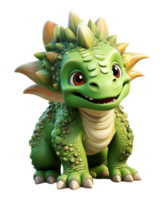 AI generated 3D illustration cartoon animal dinosaur, cute dino character toy, with transparent background, generative ai png