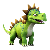 AI generated 3D illustration cartoon animal dinosaur, cute dino character toy, with transparent background, generative ai png