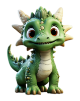 AI generated 3D illustration cartoon animal dinosaur, cute dino character toy, with transparent background, generative ai png