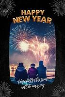 Colorful Blue Family Happy New Year Pinterest Graphic template