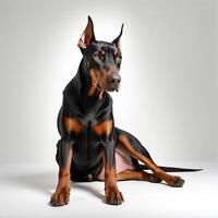 AI generated doberman pinscher isolated on white background. ai generative photo