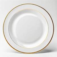 AI generated empty luxury gold plate isolated white background. ai generative photo