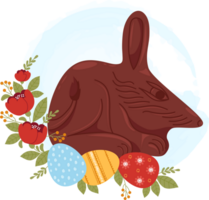 chocolate bilby with Easter eggs and flowers png