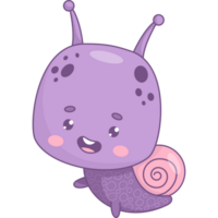 Funny snail kawaii character png