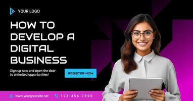 Black Purple Modern Business Webinar Facebook Ads template