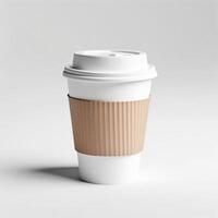 AI generated mockup coffee paper cup isolated white background. ai generative photo