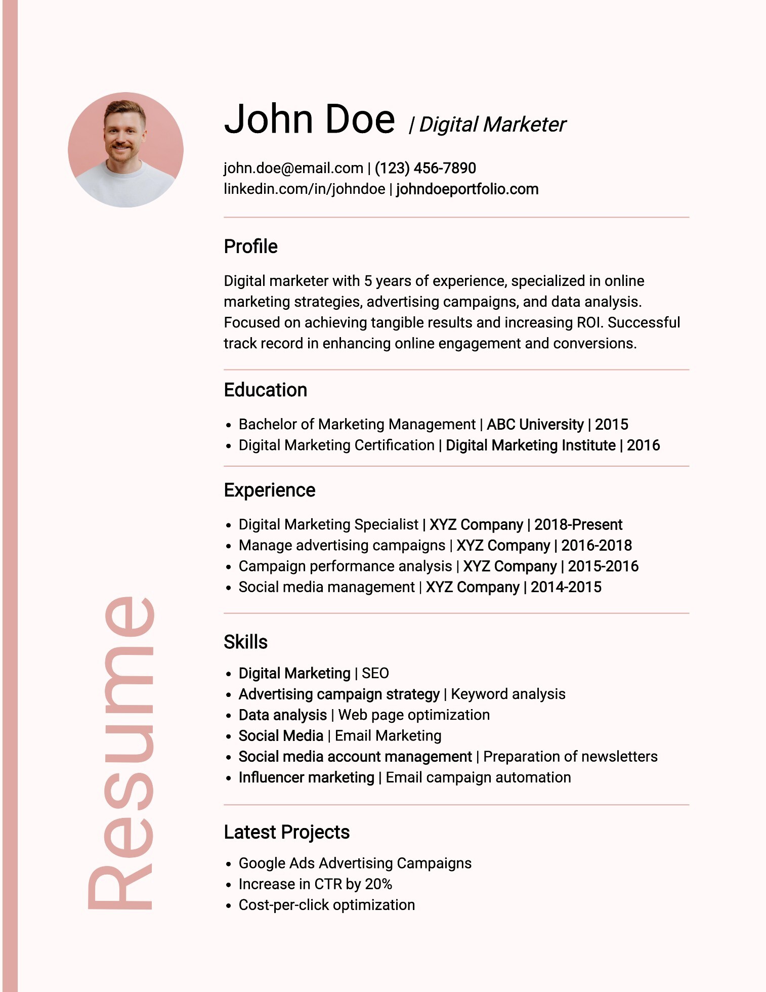 Peach Fuzz Minimalist Digital Marketer Resume