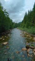 volo al di sopra di un' montagna fiume. tiro su fpv drone. Britannico Colombia, Canada. video