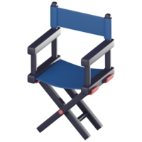 derrière scènes élégance 3d réalisateur chaise icône pour réalisation de films.3d rendre png