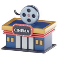 Modern cinema building icon. 3D render png