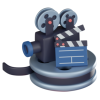 filmisch Symphonie von Film Symbole Klappe, Beamer, und Film Spule. 3d machen png