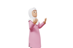 3d illustration of  woman muslim raised both hands while praying png