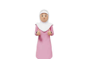 3d illustratie van moslim vrouw geven duim omhoog en glimlachen naar de camera png