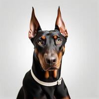 AI generated doberman pinscher isolated on white background. ai generative photo