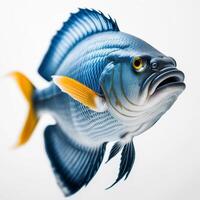 AI generated blue fish isolated white background. ai generative photo