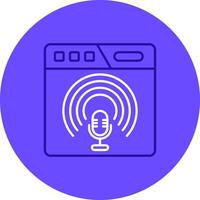 podcast dúo melodía color circulo icono vector