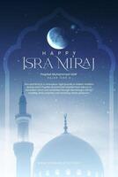 Happy Isra Mir'aj with Mosque Dome for Pinterest Graphic template