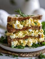 AI generated Delicious egg salad sandwich. photo