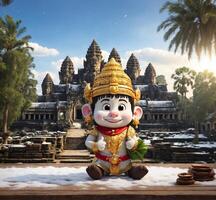 ai generado cerámico estatua de mono a angkor qué, Camboya foto