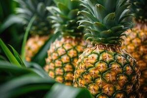 AI generated Pineapples at the garden. photo