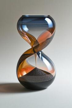 AI generated Stylish hourglass. Sand running in an hourglass, measuring the countdown time on a dark background photo