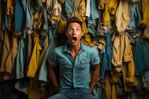 AI generated Surprised by the price A man in a clothing store photo