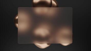 Glass morphism horizontal table and bouncing gold balls animated background video