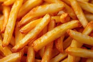 AI generated French fries background, closeup shot photo