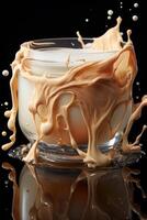 AI generated Cosmetic tonal brown cream in a jar . A cosmetic jar with liquid splashes photo