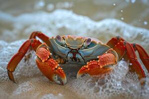 AI generated Close-up of a large crab in its natural habitat photo