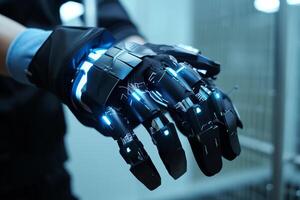 AI generated A bionic tactile glove. Contact gloves photo