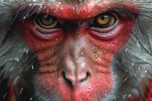 AI generated Close-up of Serious Monkey's colorful face . Monkey King photo